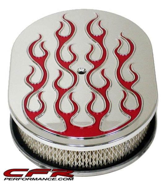 12 Super Flow Oval Air Cleaner Set - Chrome/Red