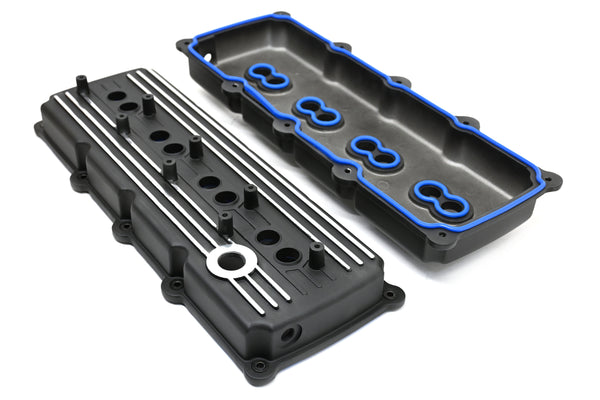 CFR Performance Compatible/Replacement Aluminum Mopar, Chrysler, Jeep, Ram Gen 3 Hellcat Conversion HEMI Rocker Arm Valve Covers 5.7L, 6.1L, 6.4L - powder coated black Oil Filler Tube Quick Connect