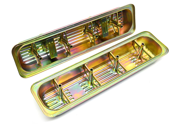 STEEL 1987-2000 CHEVY SB 5.0L 305 5.7L 350 CIRCLE TRACK RACING CENTER BOLT VALVE COVERS - ZINC