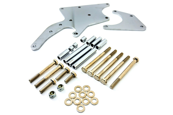 STEEL CHEVY LS ALTERNATOR- A-CAN STYLE POWER STEERING RELOCATION BRACKET KIT- CHROME