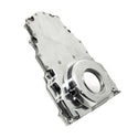 ALUMINUM CHEVY LS TWO PIECE TIMING CHAIN COVER W-O CAM SENSOR HOLE - POLISHED