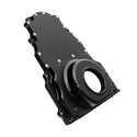 ALUMINUM CHEVY LS TWO PIECE TIMING CHAIN COVER W-O CAM SENSOR HOLE - BLACK