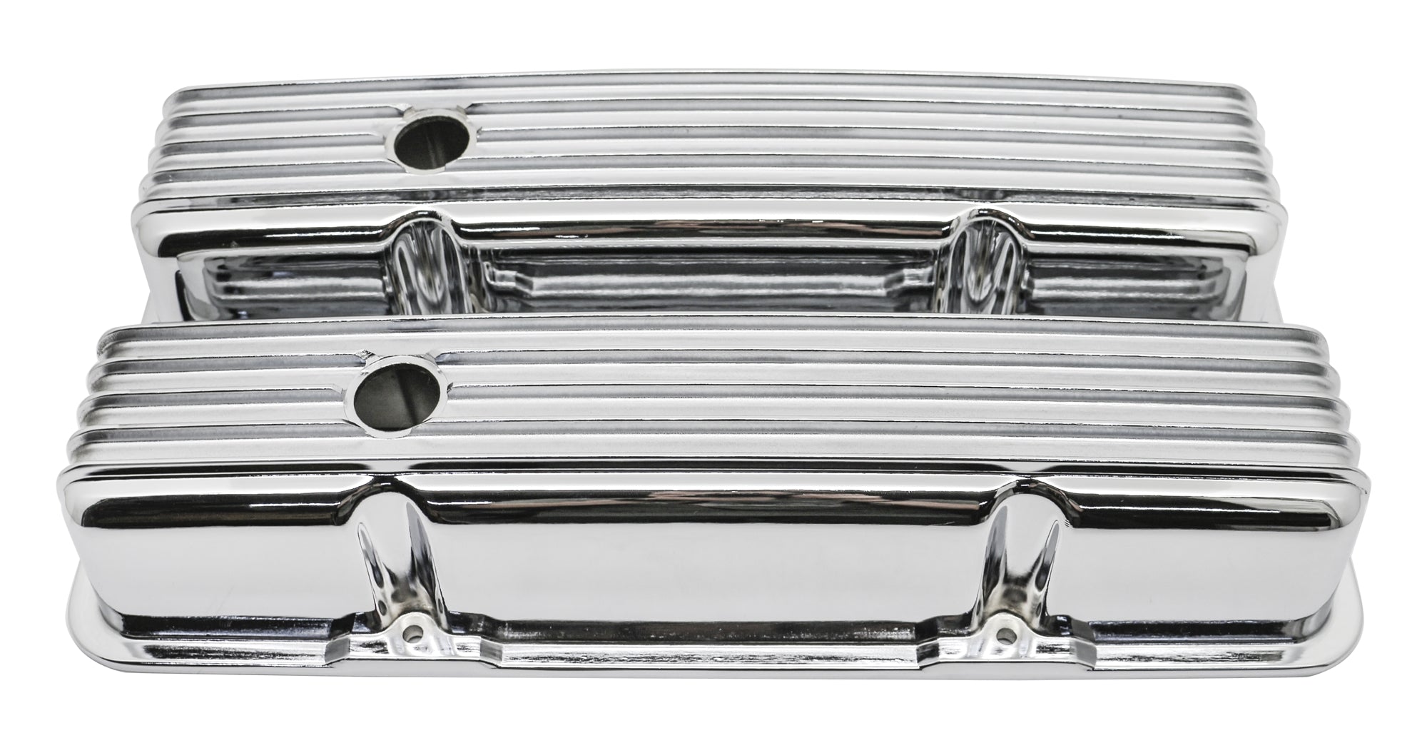 1958-86 CHEVY SMALL BLOCK 283-305-327-350-400 TALL CHROME ALUMINUM VALVE  COVERS - FULL FINNED